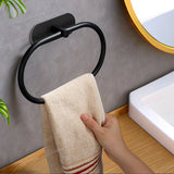 Popxstar Stainless Steel Towel Holder Self-adhesive Bathroom Towels Rack Black Washhand Hanger Ring Rail Bar Kitchen Storage Accessories