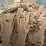 popxstar Summer Quilt Japanese Minimalist And Fashionable Coffee Colored Washed Cotton Single Quilt With Air Conditioning, Machine Washed