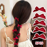 5pcs New Ribbon Bow Hair Clips For Girls Korean Style Cute Bowknot Mini Side Clip Hairpin Barrette Headwear New Hair Accessories