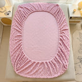 Popxstar  Winter Warm Fitted Sheet Milk Velvet Bed Cover Solid Color Thickened Mattress Protector for Bedroom Living Room Mattress Cover