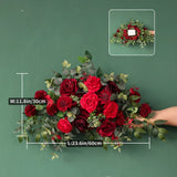 Popxstar Luxury Red Rose Orchid Burgundy Delphinium Floral Arrangement for Wedding Party Backdrop Decoration Artificial Baby Shower Decor