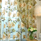 Popxstar Purple Floral Tulle curtians for Living Room Kitchen The Bedroom Sheer Shade Curtain Window Treatments Curtains Panel Draperies