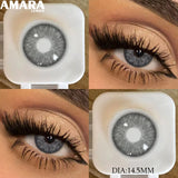 1 pair New Baby Blue Contact Lenses for Eyes Natural Brown Pupils Cosmetic Grey Lenses Green Lens Yearly Big Eyes 14.5mm