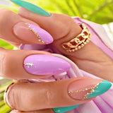 Popxstar 24pcs Short Almond Fake Nails White French Bow Design Stick on False Nail Art Simple Pink Artifical Press on Nails Sets Finished