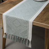 Popxstar  Table Runner Nordic Jacquard Geometric Table Flag Tassel Fashion Tea Flag Dining Flag Long Polyester Cotton Tablecloth