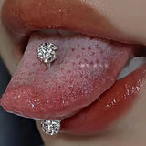 Popxstar piercing women 16mm Stainless Steel Shiny Rhinestones Tongue Nails Piercing Body Studs Piercing Tongue Rings Body Jewelry for Hot Women Girls