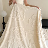 Popxstar Butterfly Jacquard Plush Blanket Summer Conditioning Bedding Nap Blanket Office Sofa Nap Blankets Soft Comfortable Bed Blankets