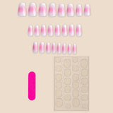 popxstar Gradient Red Black Fake Nails Long Almond Press on Nails Blush Pink Ballet Detachable False Nails Tips for Women and Girls 24Pcs