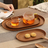 Popxstar  3pcs Large Tray Set, Snack Plate, Tea Cup Plate, Faux Wood Grain and Modern Style Design, Stackable, Reusable Plastic Trays
