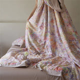 Luxury 100% Lyocell Floral Pattern Summer Blanket Set or 1Pcs Natural Eucalypthus Fabric Cooling Quilt Silk Filling Comforter
