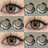 Popxstar Colored Contact Lenses with Prescription Myopia Blue Lenses with Degree Gray Pupils Lens Brown Lenses Fashion Yearly