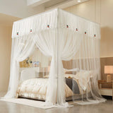 New Design Palace Quadrate Mosquito Net for Girls Pole Piercing Bed Curtain Tent Bed Room Decoration with Bracket