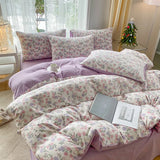 Popxstar 3-piece Cartoon Heart-shaped Plant Floral Print Set, a Duvet Cover and a Pair of Pillowcases (no Padding), Suitable for Bedroom