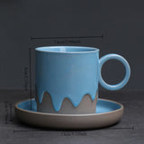 Creative Retro Coarse Ceramic Flow Glazed Coffee Cup Plate Set Latte Cup Home Makeup Cup