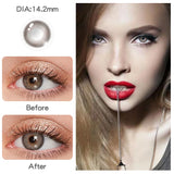 Popxstar 1 Pair 14mm Colored Contact Lenses For Eyes Fashion Natural Brown Lenses Small Beautiful Pupil with Myopia Degree Yearly Use