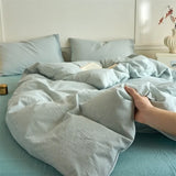 Popxstar  Luxury Cotton Stripe 3-Piece Duvet Cover Set (1 Duvet Cover + 2 Pillowcases),Yarn-Dyed,Soft Bedding Set, Multiple Sizes
