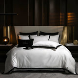 Popxstar  1000TC Egyptian Cotton Solid Color Bedding Set King Queen Size White Hotel Style Duvet/Quilt Cover Fitted Bed Sheet Pillowcases
