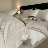 Luxury Premium 100% Cotton High Thread Count Jacquard 4 Piece Bedding Set Fitted Sheet Flat Sheet Duvet Cover