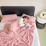 Popxstar New Imitation Rabbit Plush Warm Blanket Set or Only Blankets for Autumn Winter Soft Fluffy Warmth Lounger Sofa Throw Blankets