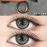 Popxstar 2-Piece Green Contact Lenses Grey Beautiful Pupil Soft Purple Color Lenses Myopia Degree Makeup Lens London Fog Grey
