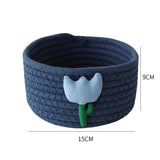 Flower element sundry items storage basket cotton thread woven bedroom living room household dormitory desktop decoration