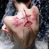 Red Evil Eye Sword Temporary Tattoos for Woman Back Sexy Wings Fake Tattoo Long Lasting Waterproof Washable Art Tattoo Stickers