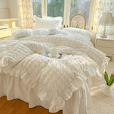 Popxstar Korean Princess Style Lace Ruffles Bedding Set Skin-friendly Soft Seersucker Duvet Cover Set Bed Sheet Or Bed Skirt Pillowcases