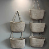 Wall-mounted storage basket storage bag hand knitting Cotton fabric material Nordic style kitchen household Small item storage