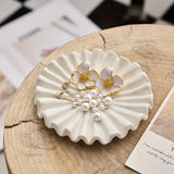Popxstar Ceramic Ruffle Jewelry Tray Decor Tray High-grade Earrings Necklaces Jewelry Bowl Coffee Table Organizer Jewelry Display Plate