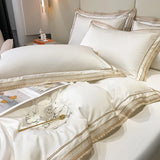 Popxstar  Premium 1000TC Egyptian Cotton Luxury Gold Embroidery Hotel Style Bedding Set Duvet Cover Flat/Fitted Bed Sheet Pillowcases 4Pcs