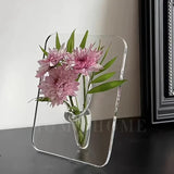 Popxstar Creative Photo Frame Vase Art Acrylic Hydroponic Flower Arrangement Device Transparent Vase Living Room Desktop Home Decoration