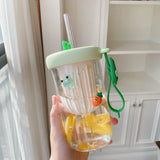 Summer Lemon Cold Brew Plastic Straw Cup Cute Large Capacity Drinking Water Cup For School Girl Children Coffee Cups