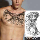 Popxstar Large Chest Waist Shoulder Back Waterproof Temporary Tattoo Sticker Lace Gemstone Flower Fake Tatoo Underboob Body Art For Women