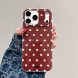 Simple Wine Red Polka Dot Phone Case for IPhone 13 15 14 16 Pro Max Shockproof Cover for Iphone 17 Pro 17promax Protective Case