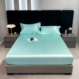 Popxstar Rayon Satin Waterproof Fitted Sheet Silky Solid Color Bed Sheet Elastic Band Sheets Smooth Bedsheet Mattress Cover