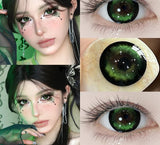 Popxstar 1 Pair New Style Color Contact Lenses with Diopter Myopia Eyes Cosplay Green and Red Spider Contacts Lens Makeup Yearly