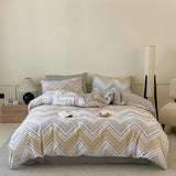 3pcs 100% Cotton Solid Color/two-color/striped/checkered Print Bedding, 1PC Duvet Cover 2PC Pillowcases Soft and Skin-friendly