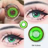 Popxstar  2PCS(1 Pair) Myopia With Diopter Colorful Cosplay Contact Lenses For Eyes Yellow Blue Red Green Halloween Lenses Yearly