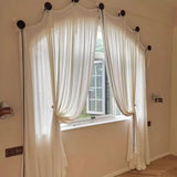 French Retro Dome Curtains for Arched Doors Carved Windows Gauze Partitions Living Room Study American Style Drapes Yarn