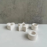 Popxstar Star Shape Candle Holder Silicone Mold Heart Round Candlestick Holder Casting Mould Concrete Resin Molds Rod Taper Candle Holder