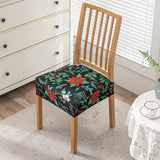 Flowers Print Chair Seat Covers Removable Washable Anti-Dust Stretch Spandex Dining Room Upholstered Chair Cushion Slipcover