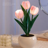 Popxstar Tulip Table Lamp LED Bedside Lamp Simulation Flower Bouquet Bedroom Bedside Romantic Atmosphere Birthday Gift Home Decoration