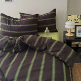 4Pcs Bedding Set Minimalist Color-Blocking Striped Bed Linen Double Bedroom Bedspread Sheets With Pillowcase Bedding Duvet Set