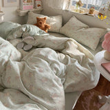 Popxstar  Class A simple high-end three-layer yarn bedding four-piece set, bed sheet quilt cover, dormitory three-piece set