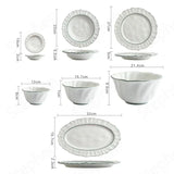 Popxstar  Sesame Glazed Lace Ceramic Plate Nordic Modern Relief Craft Dinner Set Plate and Dishes Fruit Salad Bowl Afternoon Tea Tableware