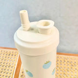 Kawaii Strawberry Thermos Bottle Stainless Steel Vacuum Insulated Straw Cup Cute Girls Outdoor Ice Coffee Drinking Water Cup