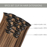 Popxstar Synthetic Clip In Hair Extensions 6PCS Hair Extensions 24 Inch Long Straight 16 Clip On Hairpieces For Women Girls