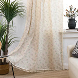 Popxstar 1 Panel Cotton and Linen Blend Bohemia Suitable Curtains for Living Room Decoration Curtain Fringe Beige Rod Pocket Blackout