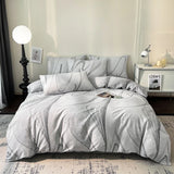 Nordic Style 100% Cotton Duvet Cover Set 1 Duvet Cover 2 Pillowcase Plaid Print Bedding Standard Size Bedroom Decoration