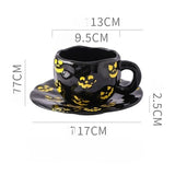 Popxstar  Creative Halloween Ceramic Mug Disc Set Household Kitchen Coffee Cup Plates Pumpkin Bat Milk Oat Breakfast Cup Set Festival Gift